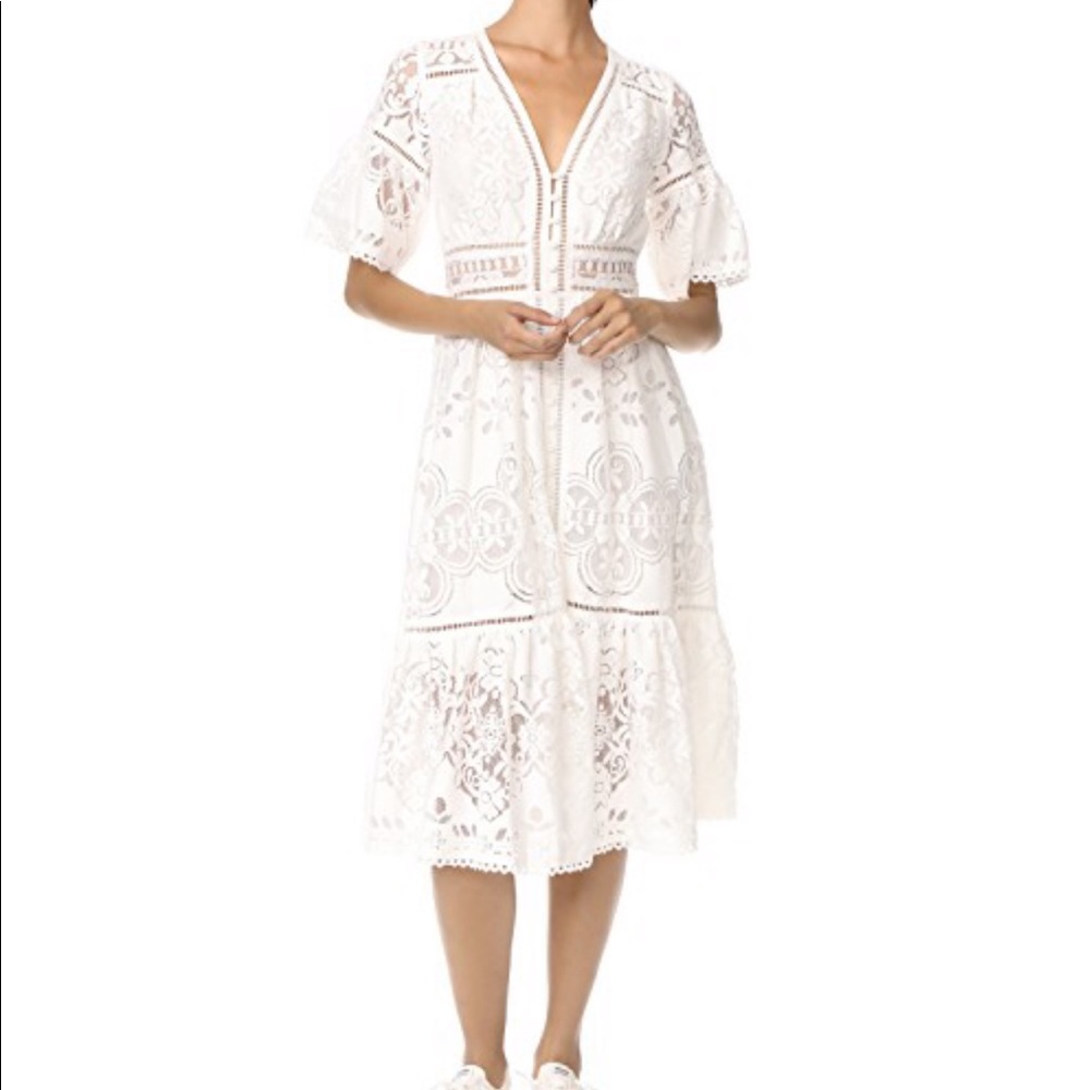 SPELL CLOVER midi lace dress